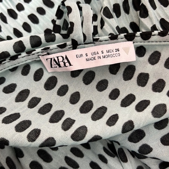 Zara‎ Polka Dot Low Back Lightweight Slip-on Aqua Black Maxi Dress Size S - Picture 9 of 10
